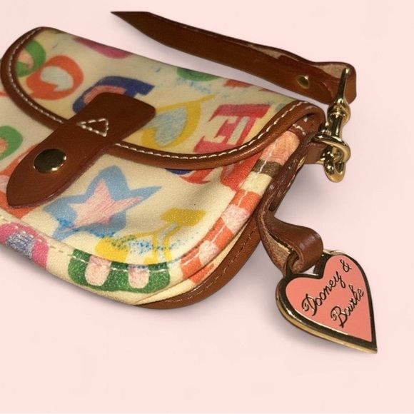 Dooney & Bourke Cream and Brown Wristlet with Alphabet Print - Picture 2 of 6
